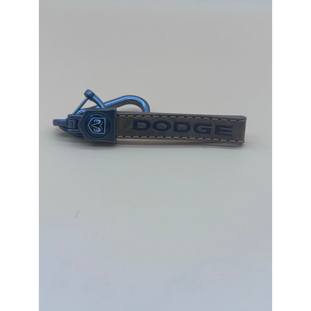GENUINE LEATHER KEYCHAIN FOR DODGE BRAND BROWN  COLOR